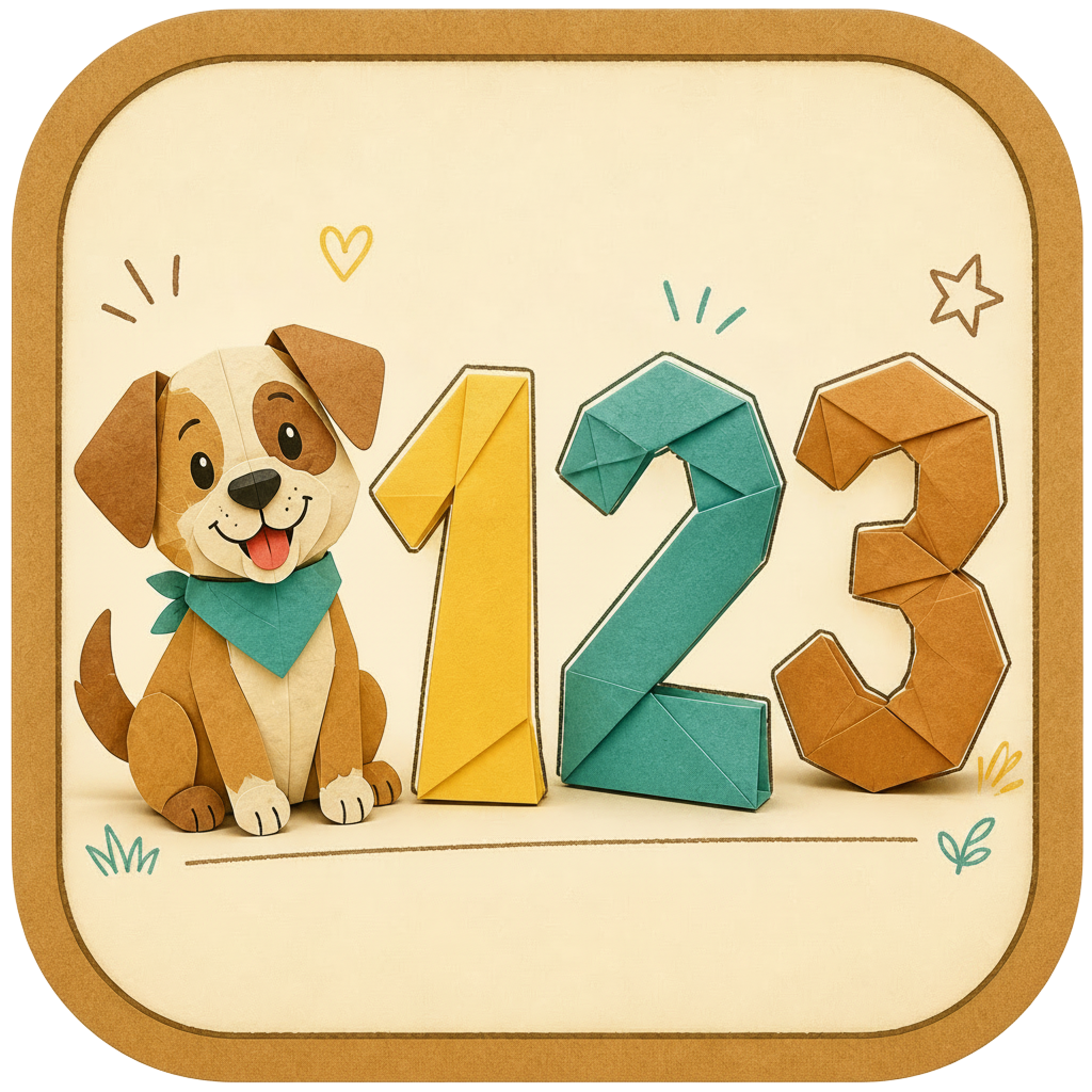 Toddy Games: Numbers app icon with a puppy beside the numbers 1, 2, and 3.